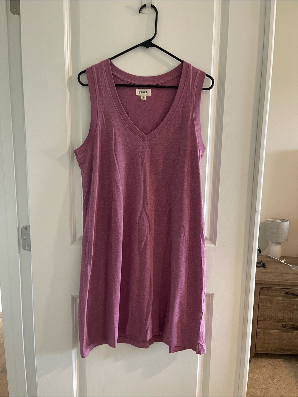 Pact Women's V-Neck Sleeveless Dress 100% Organic Cotton - Mauve/Size Medium
